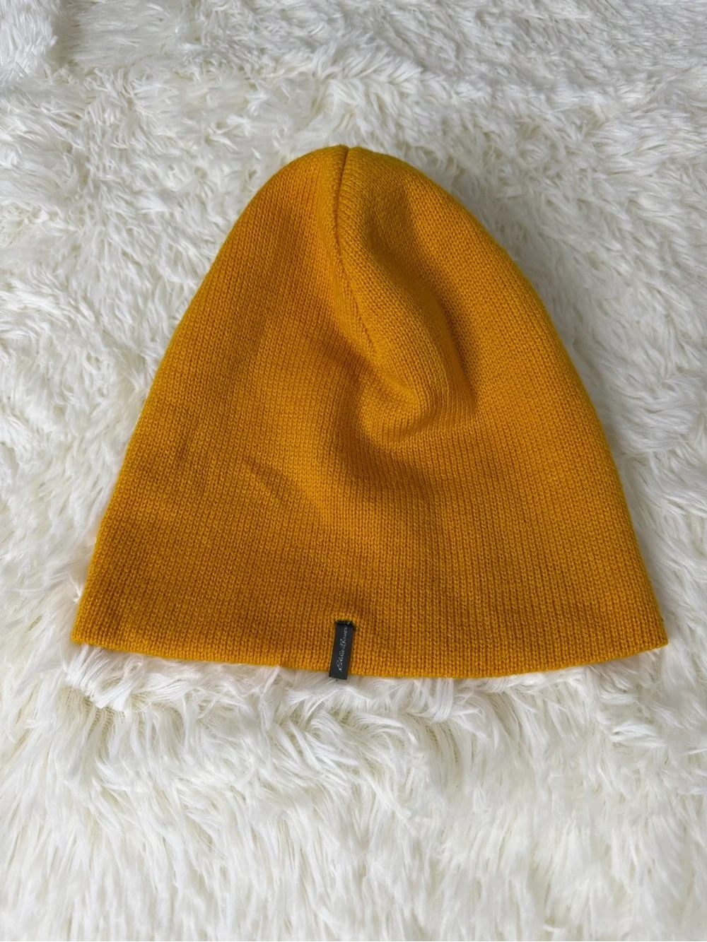 Eddie Bauer Mustard Yellow Knit Beanie – Cozy Minimalist Style